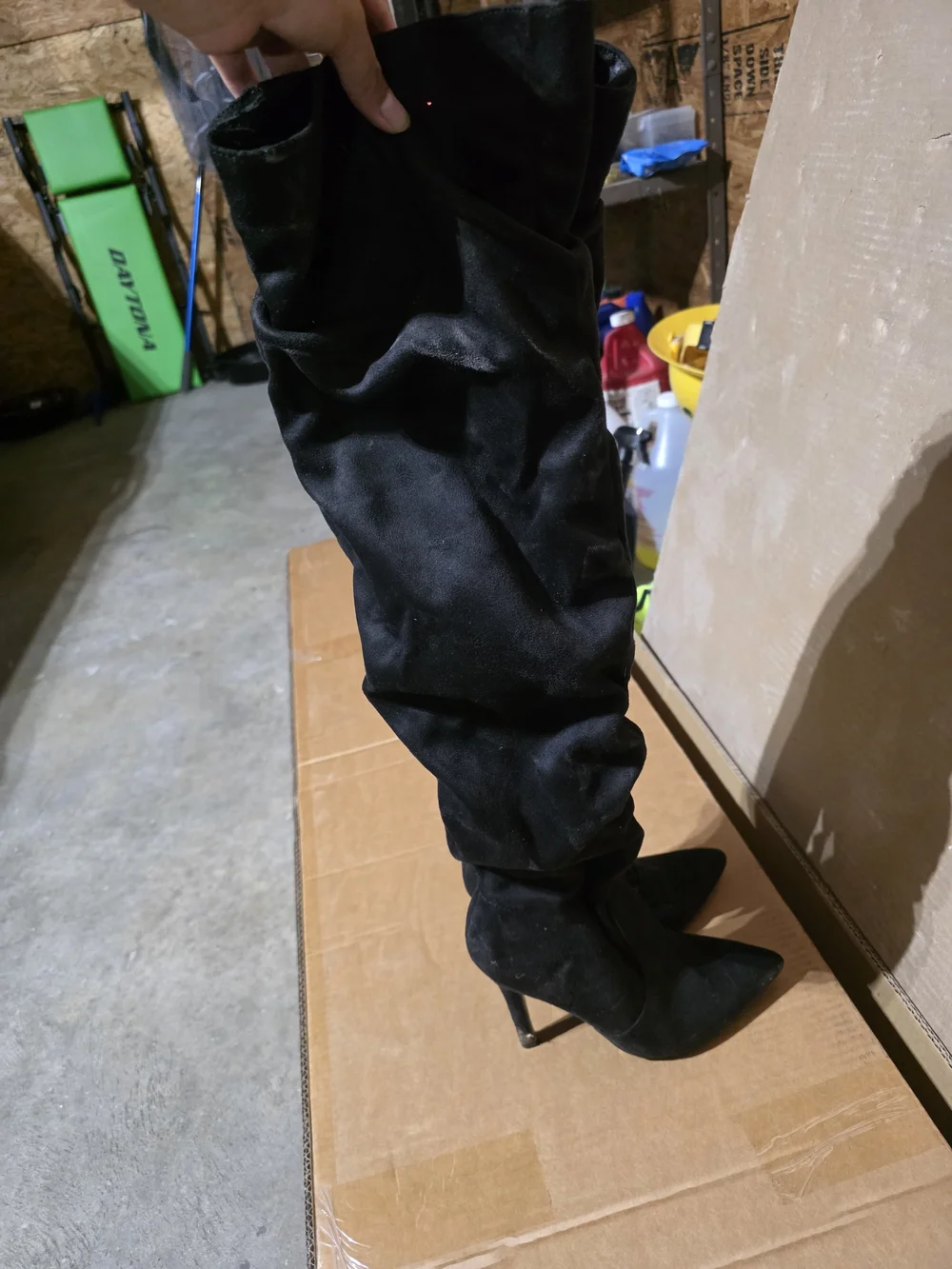 Black Over-the-Knee Stiletto Boots - Women's Fashion